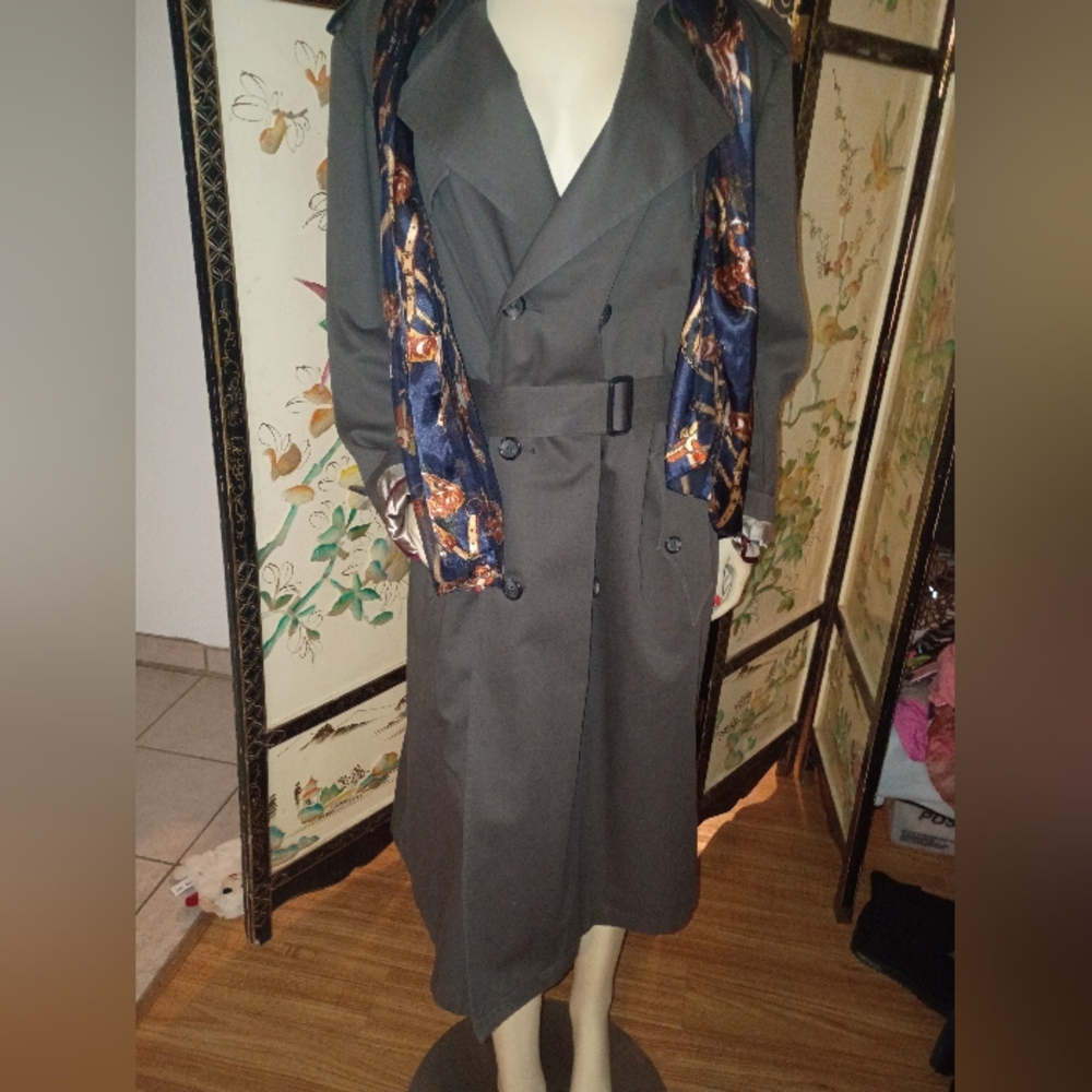 Authentic Vtg Christian Dior Le Connaisseur Trench Coat 44R Taupe Grey - Picture 2 of 14